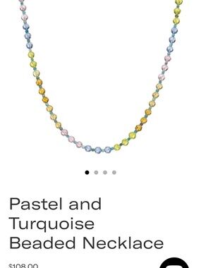 Mayamar Pastel, 24 karat gold and Real Turquoise Beaded Necklace NEW $108 MSRP